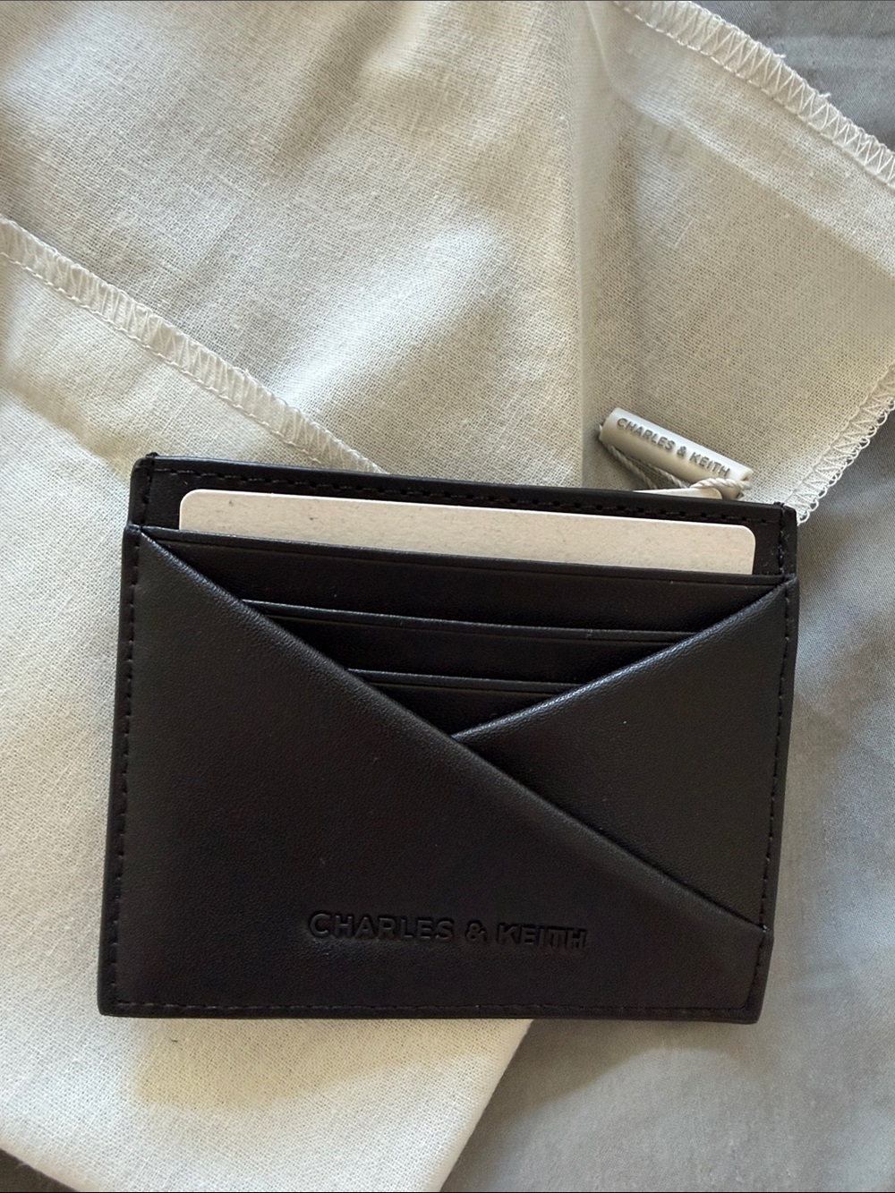 Charles & Keith Black Leather Card Holder